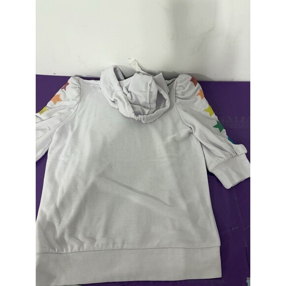 CHASER PASTEL GLITTER SUPERSTAR ULTRA GIRLIE WHITE HOODED 3/4 SLEEVE PULLOVER SM - Picture 9 of 9